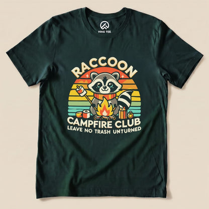 Raccoon Campfire Club Camping Shirt Hike Tee T-Shirt Forest / S