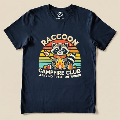 Raccoon Campfire Club Camping Shirt Hike Tee T-Shirt Navy / S