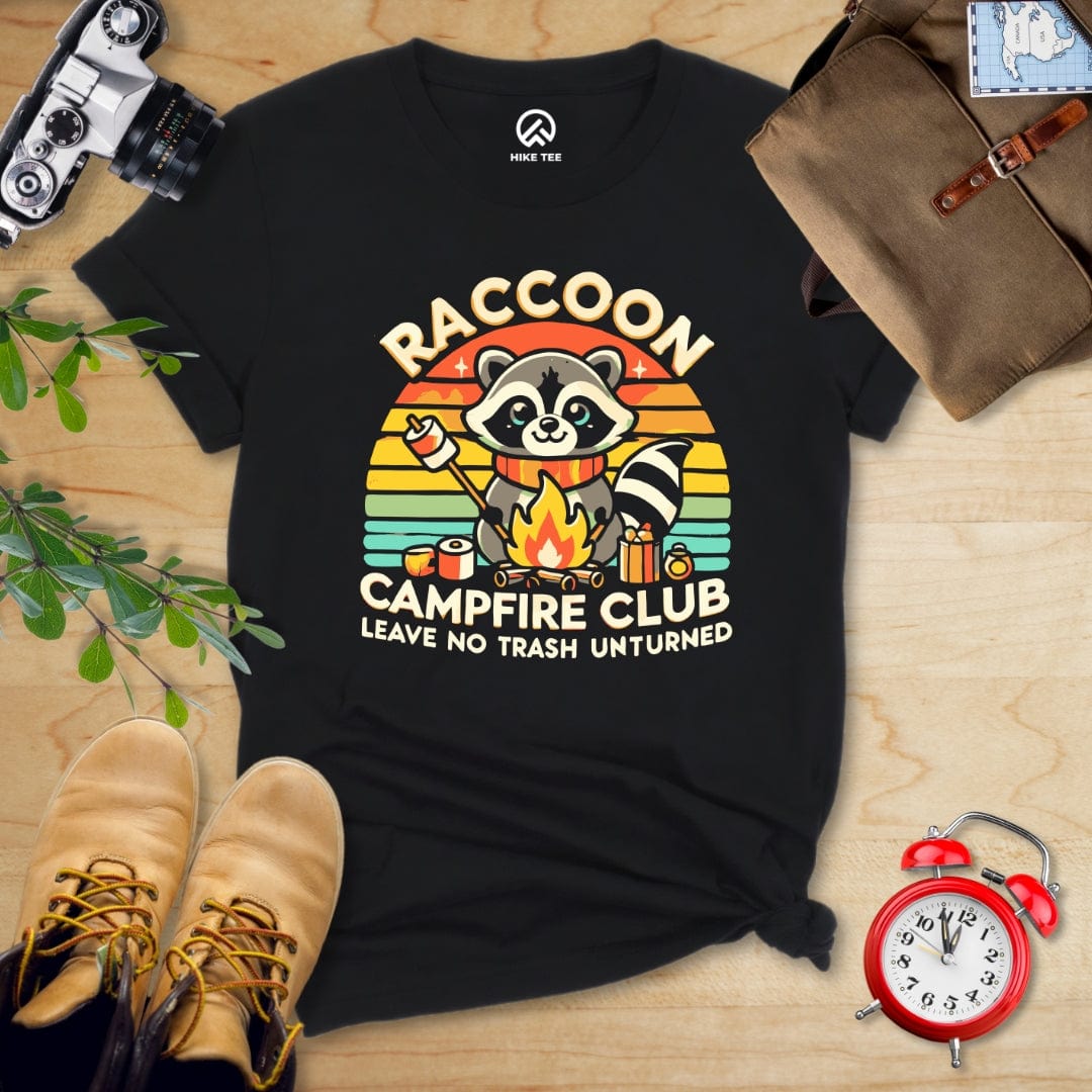 Hike Tee T-Shirt Black / S Raccoon Campfire Club Shirt