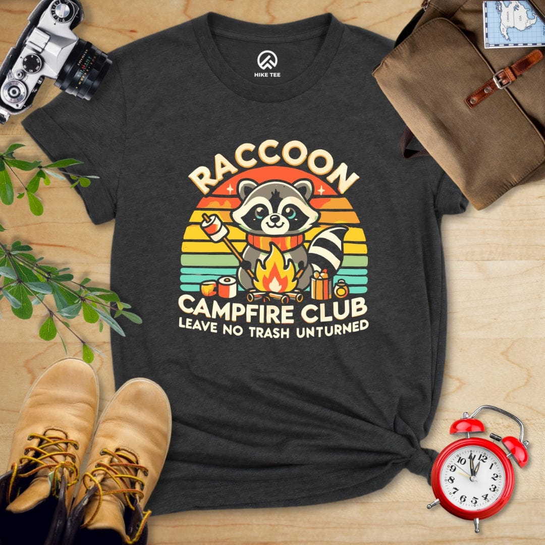 Hike Tee T-Shirt Dark Grey Heather / S Raccoon Campfire Club Shirt