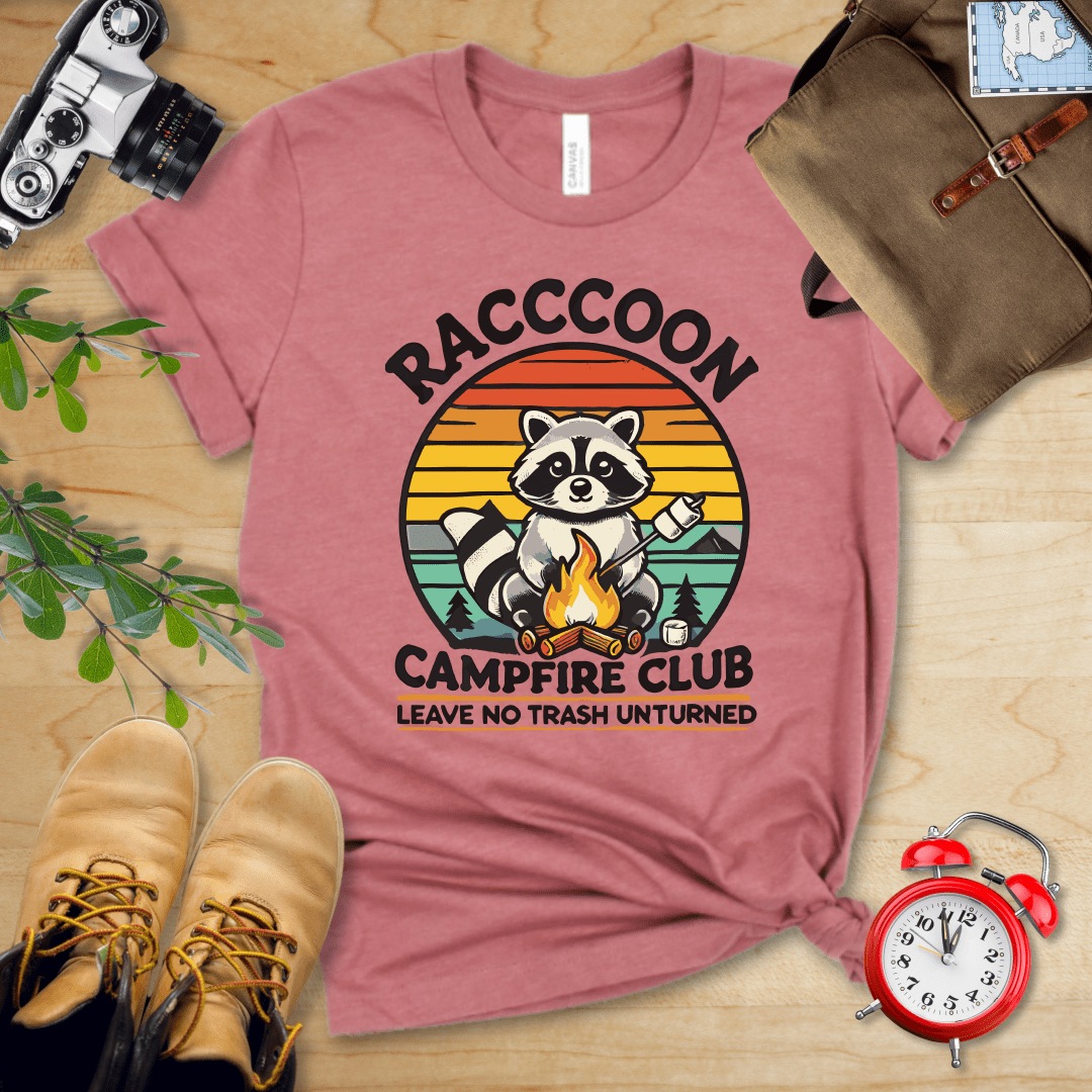 Hike Tee T-Shirt Heather Mauve / S Raccoon Campfire Club Shirt