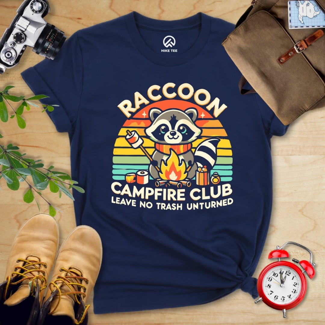 Hike Tee T-Shirt Navy / S Raccoon Campfire Club Shirt
