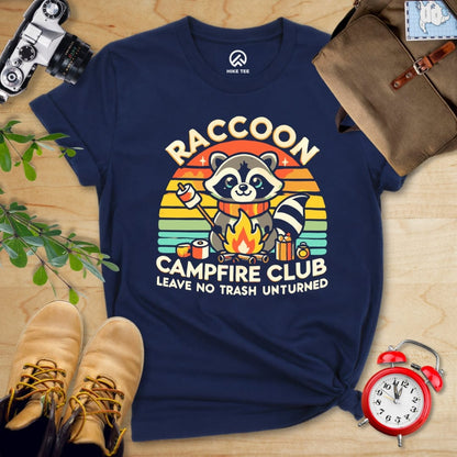 Hike Tee T-Shirt Navy / S Raccoon Campfire Club Shirt