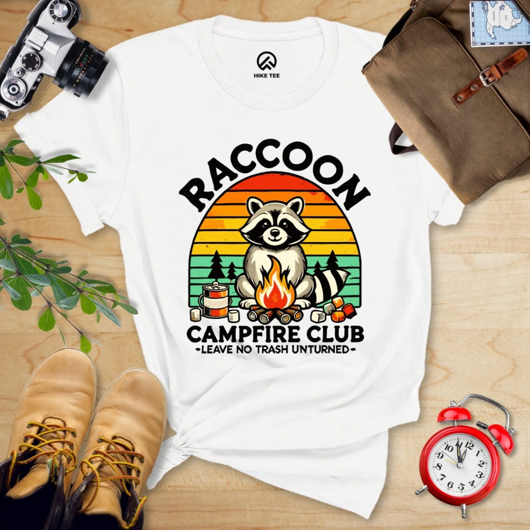 Hike Tee T-Shirt White / S Raccoon Campfire Club Shirt