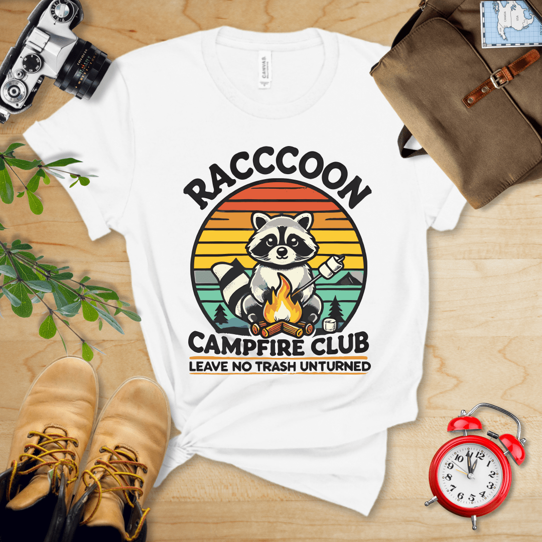 Hike Tee T-Shirt White / S Raccoon Campfire Club Shirt