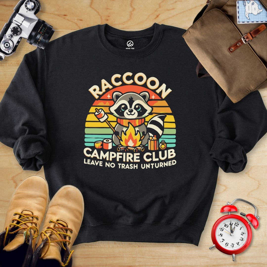 Hike Tee Sweatshirt Black / S Raccoon Campfire Club Sweatshirt