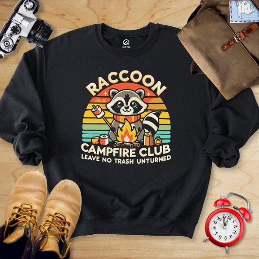 Hike Tee Sweatshirt Black / S Raccoon Campfire Club Sweatshirt