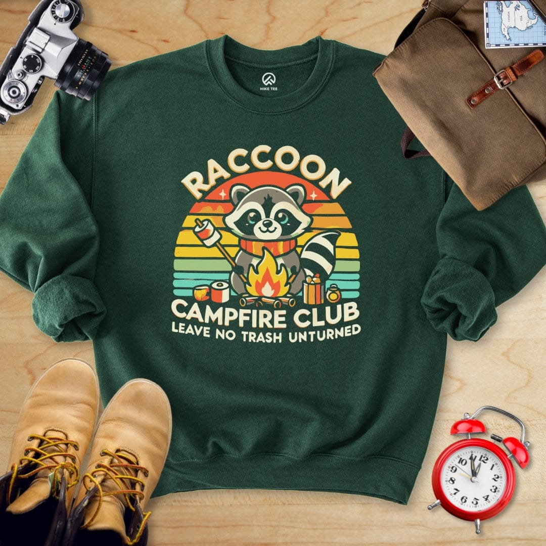 Hike Tee Sweatshirt Forest Green / S Raccoon Campfire Club Sweatshirt