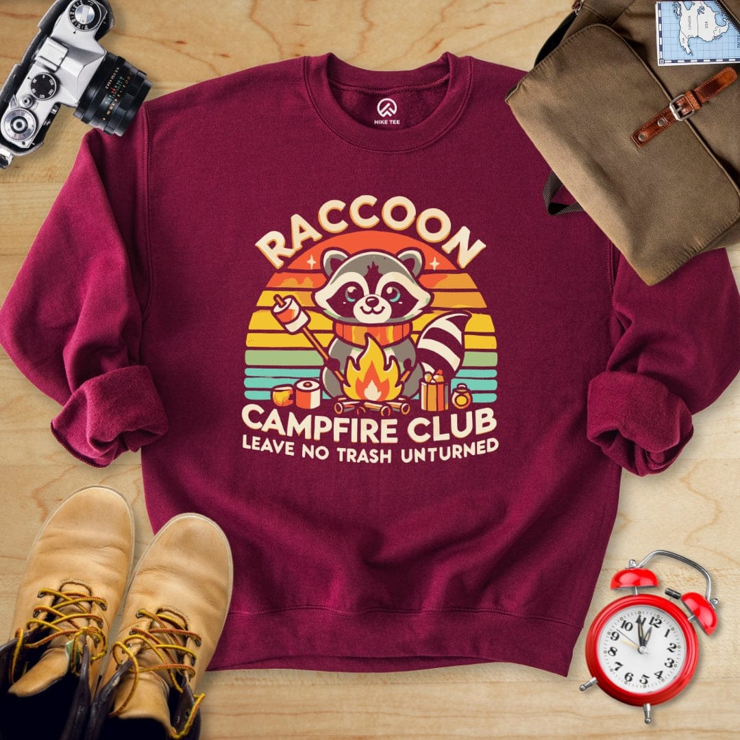 Hike Tee Sweatshirt Maroon / S Raccoon Campfire Club Sweatshirt