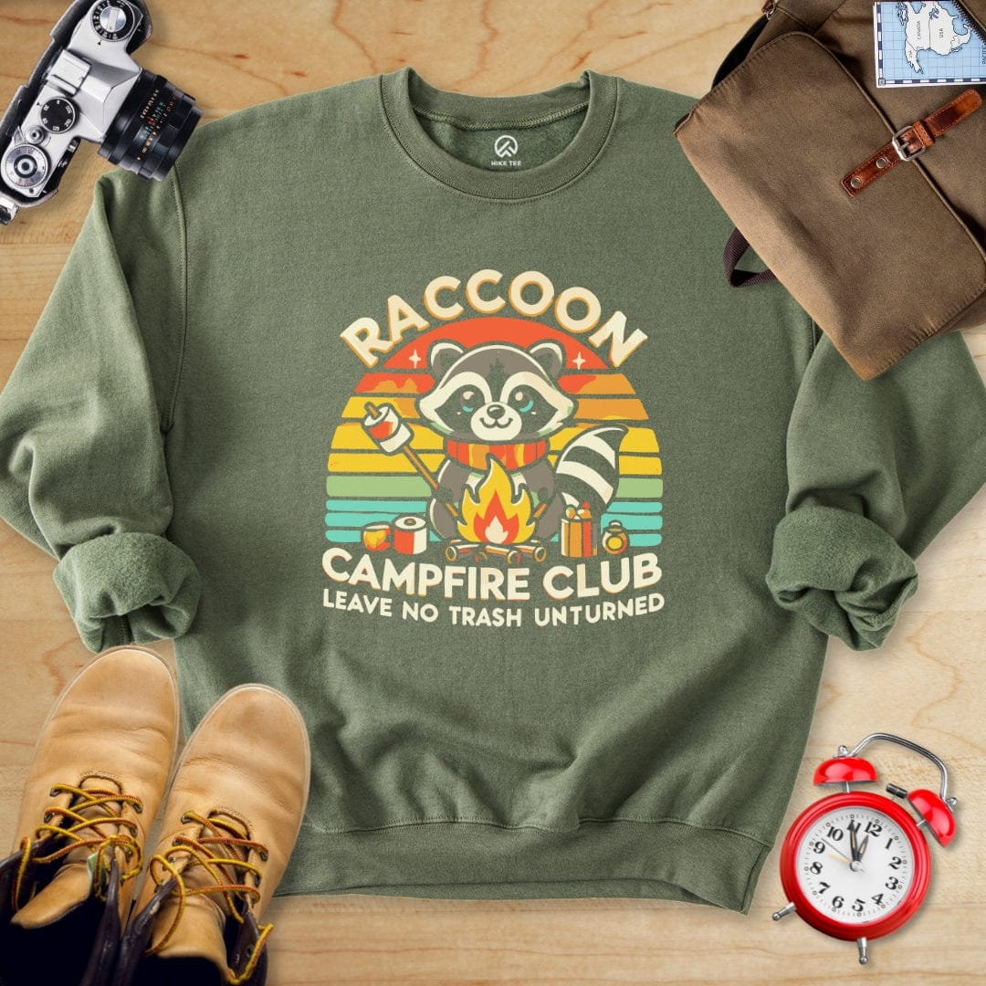 Hike Tee Sweatshirt Military Green / S Raccoon Campfire Club Sweatshirt