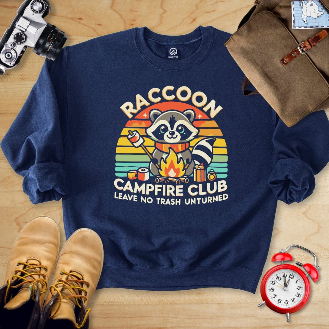 Hike Tee Sweatshirt Navy / S Raccoon Campfire Club Sweatshirt