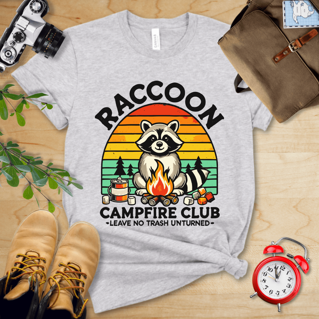 Printify T-Shirt Athletic Heather / S Raccoon Campfire Club