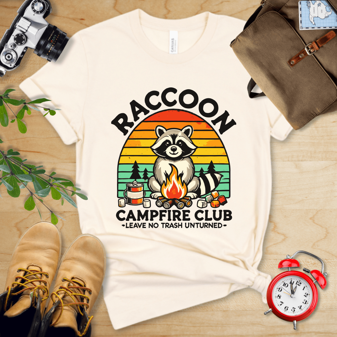 Printify T-Shirt Natural / S Raccoon Campfire Club