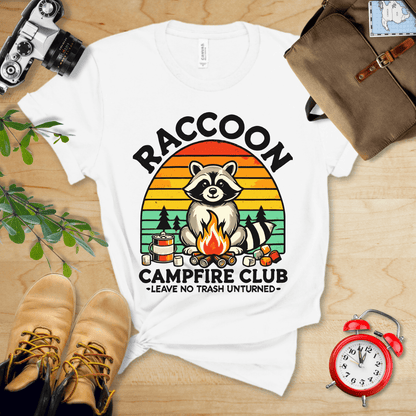 Printify T-Shirt White / S Raccoon Campfire Club