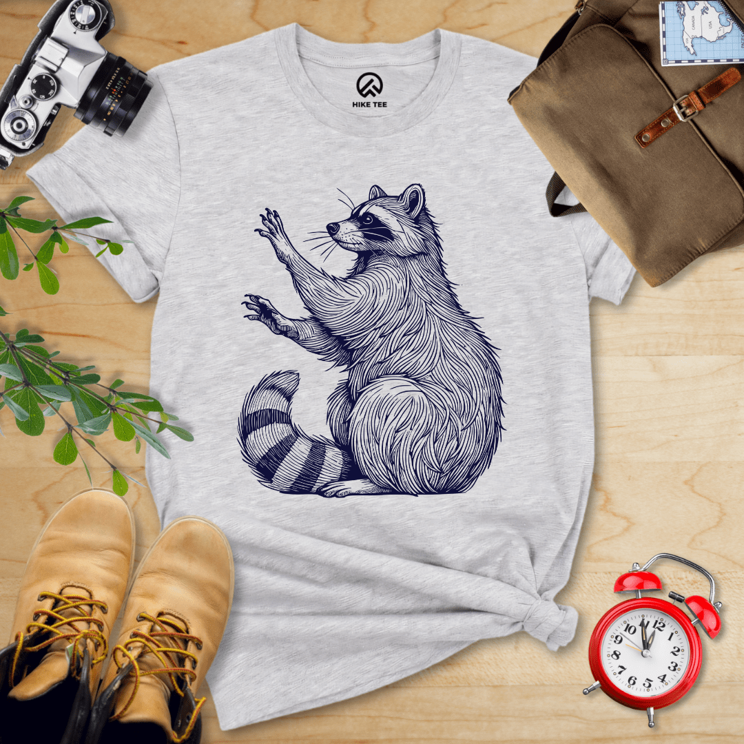 Hike Tee T-Shirt Athletic Heather / S Raccoon Is Watching Shirt