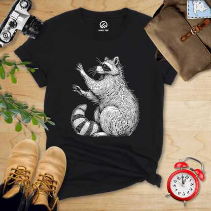 Hike Tee T-Shirt Black / S Raccoon Is Watching Shirt