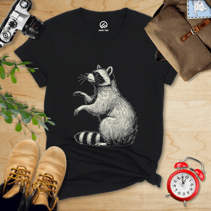 Hike Tee T-Shirt Black / S Raccoon Is Watching Shirt