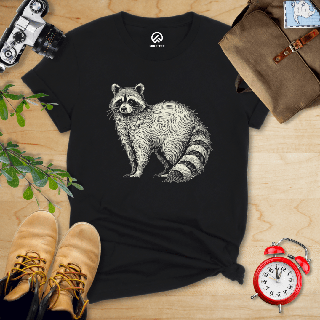 Hike Tee T-Shirt Black / S Raccoon Is Watching Shirt