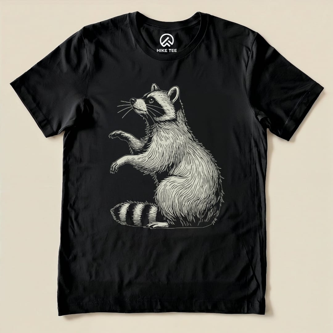Raccoon is Watching Shirt Hike Tee T-Shirt Black / S