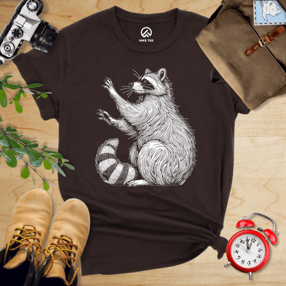 Hike Tee T-Shirt Brown / S Raccoon Is Watching Shirt