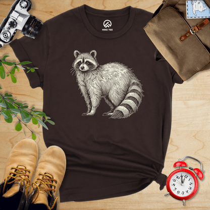 Hike Tee T-Shirt Brown / S Raccoon Is Watching Shirt