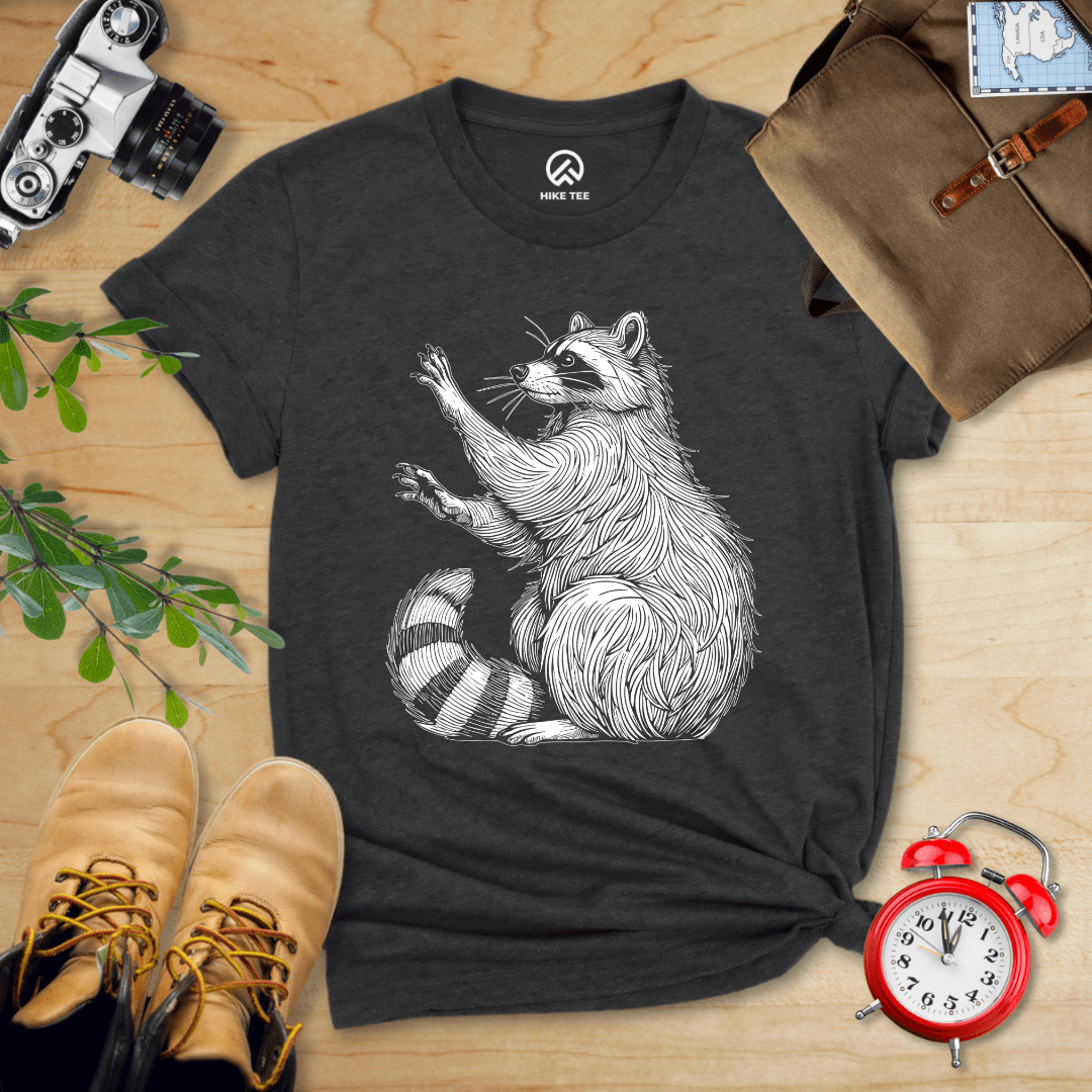 Hike Tee T-Shirt Dark Grey Heather / S Raccoon Is Watching Shirt