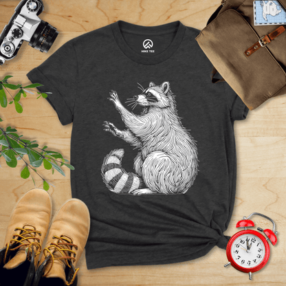 Hike Tee T-Shirt Dark Grey Heather / S Raccoon Is Watching Shirt