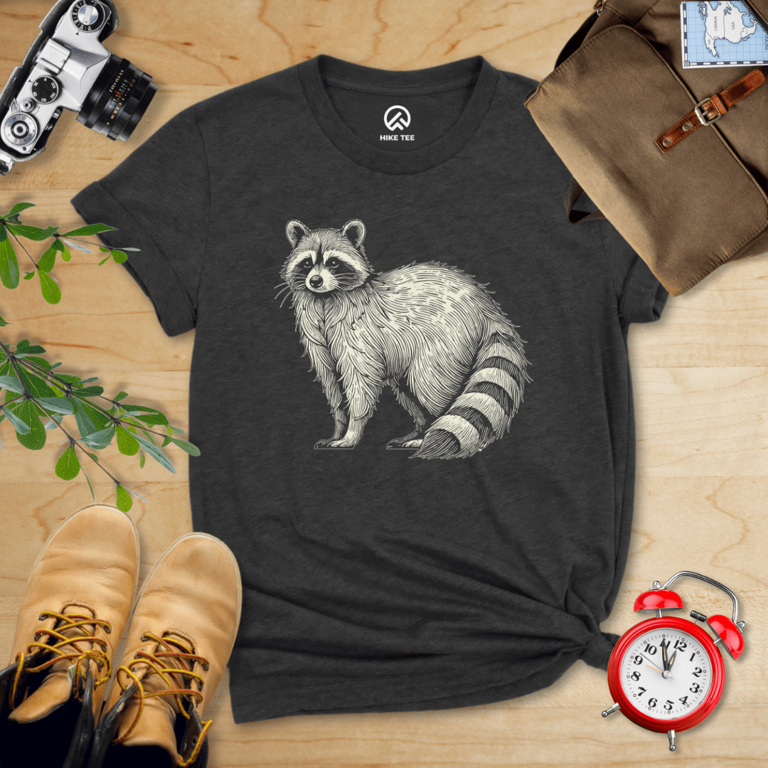 Hike Tee T-Shirt Dark Grey Heather / S Raccoon Is Watching Shirt