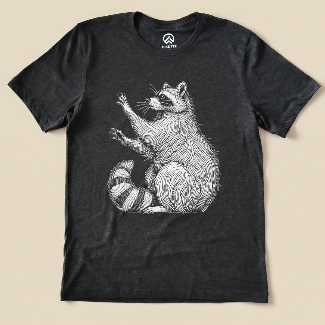 Raccoon Is Watching Shirt Hike Tee T-Shirt Dark Grey Heather / S
