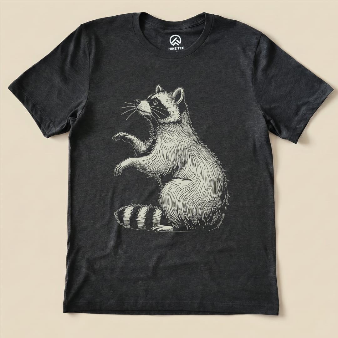 Raccoon is Watching Shirt Hike Tee T-Shirt Dark Grey Heather / S