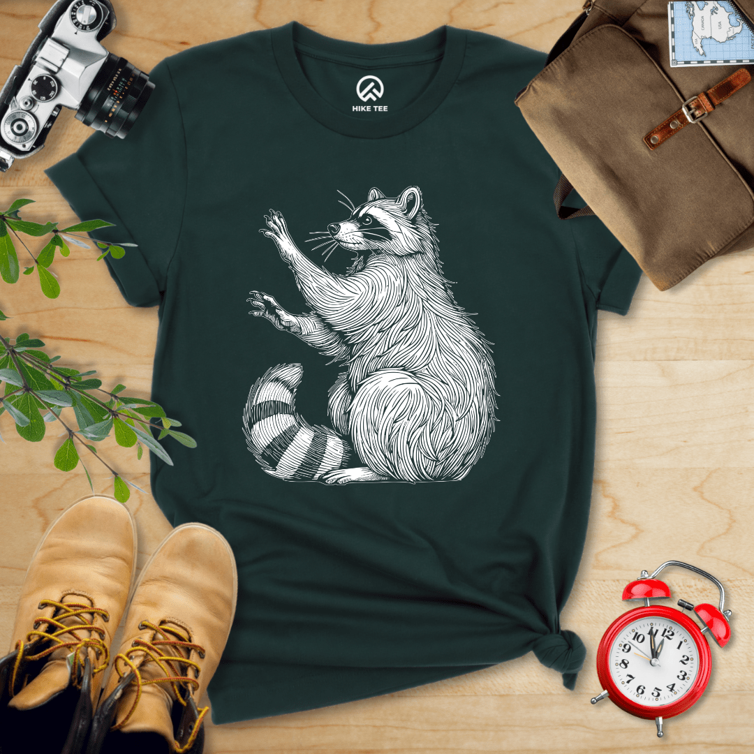 Hike Tee T-Shirt Forest / S Raccoon Is Watching Shirt