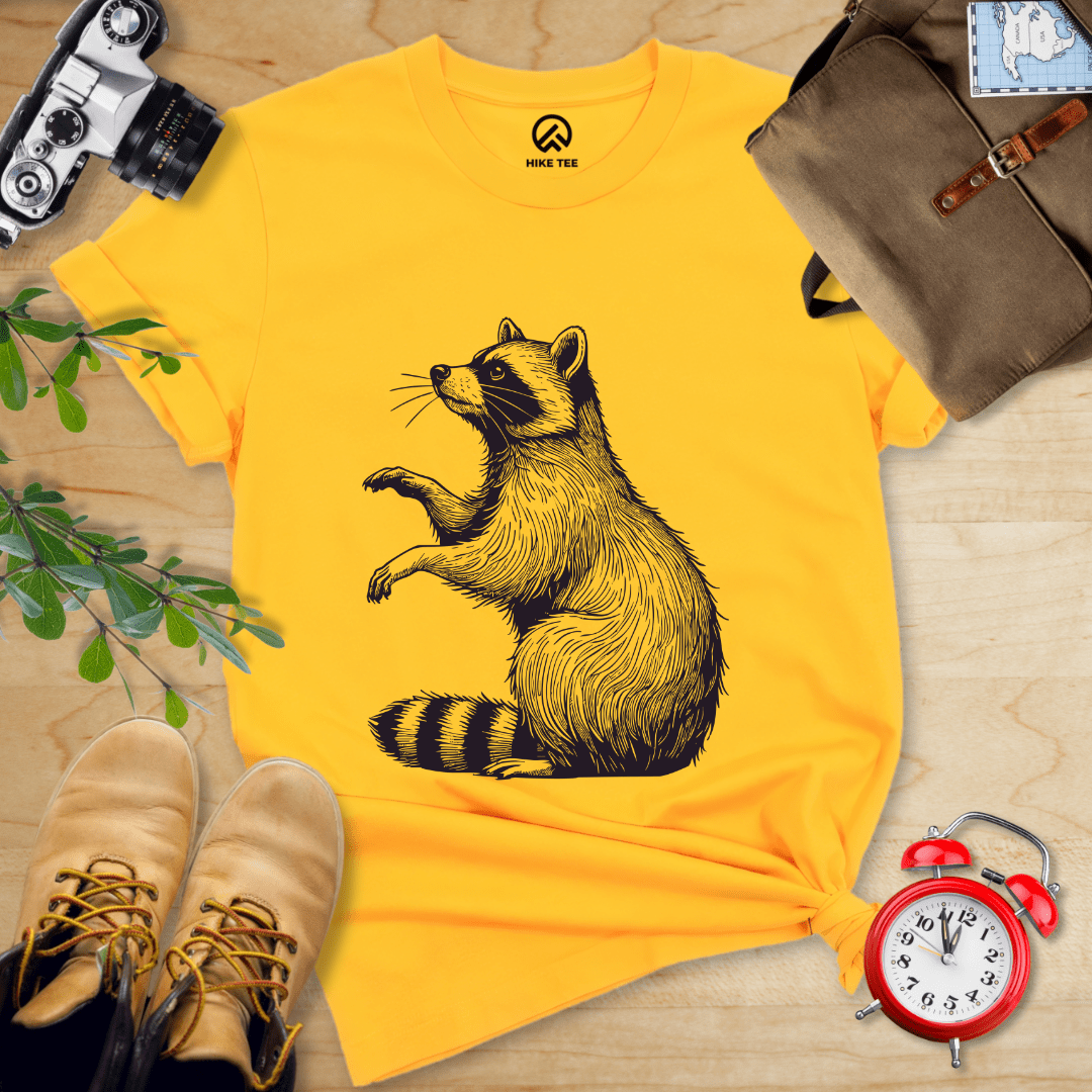 Hike Tee T-Shirt Gold / S Raccoon Is Watching Shirt