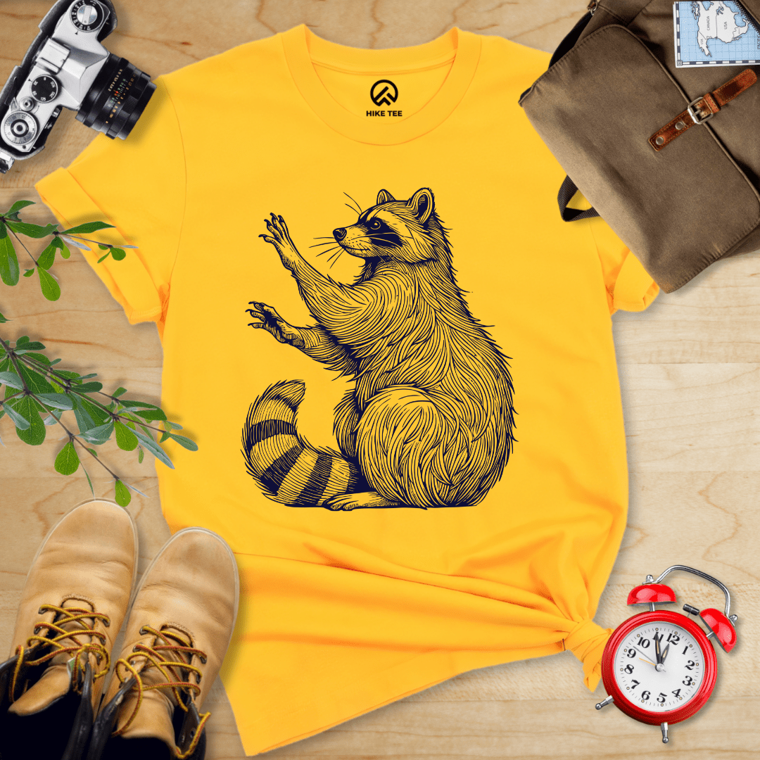 Hike Tee T-Shirt Gold / S Raccoon Is Watching Shirt