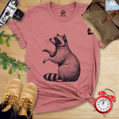 Hike Tee T-Shirt Heather Mauve / S Raccoon Is Watching Shirt