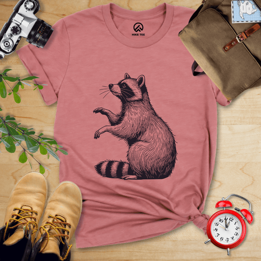 Hike Tee T-Shirt Heather Mauve / S Raccoon Is Watching Shirt