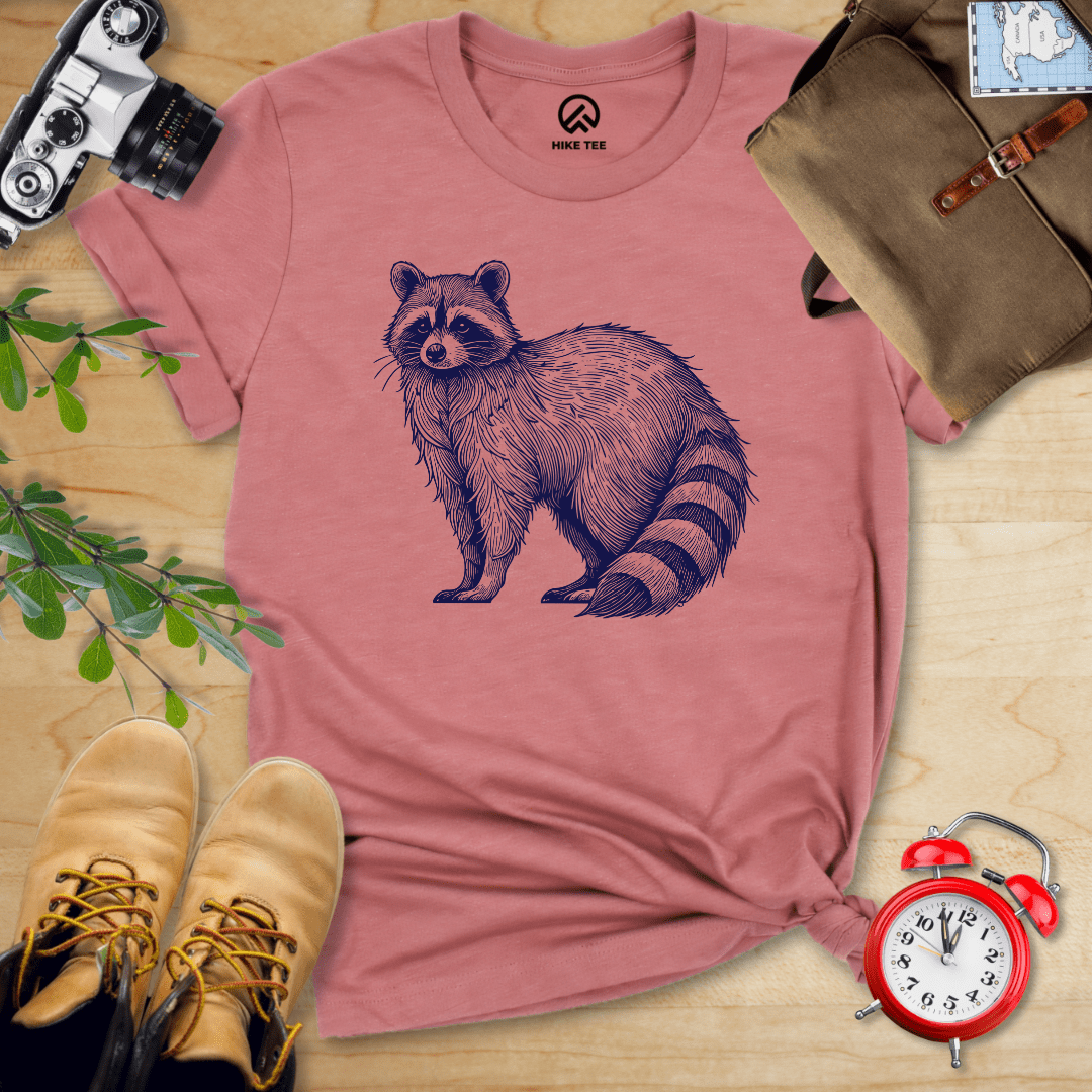 Hike Tee T-Shirt Heather Mauve / S Raccoon Is Watching Shirt
