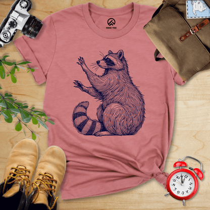 Hike Tee T-Shirt Heather Mauve / S Raccoon Is Watching Shirt