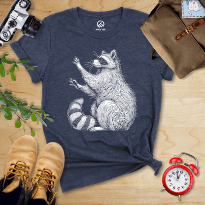 Hike Tee T-Shirt Heather Navy / S Raccoon Is Watching Shirt