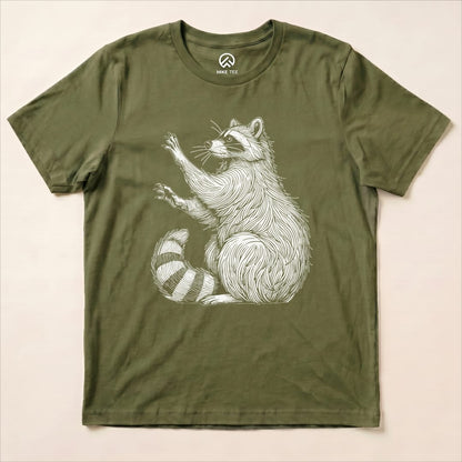 Raccoon Is Watching Shirt Hike Tee T-Shirt Military Green / S