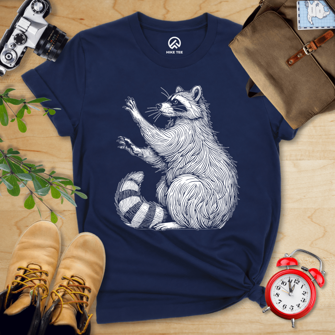 Hike Tee T-Shirt Navy / S Raccoon Is Watching Shirt