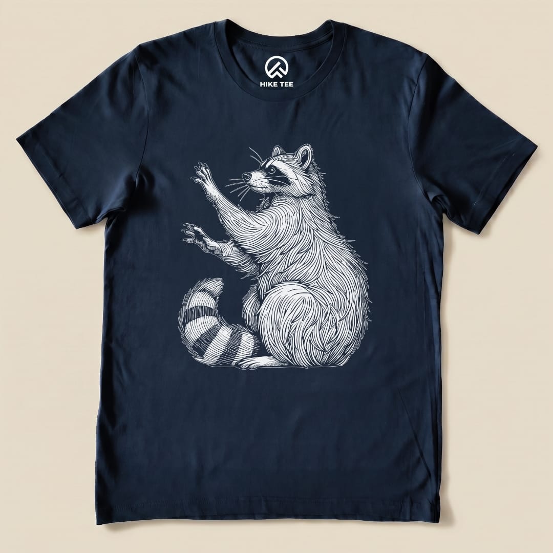 Raccoon Is Watching Shirt Hike Tee T-Shirt Navy / S