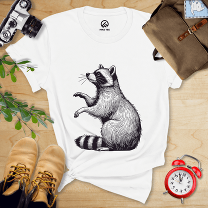 Hike Tee T-Shirt White / S Raccoon Is Watching Shirt