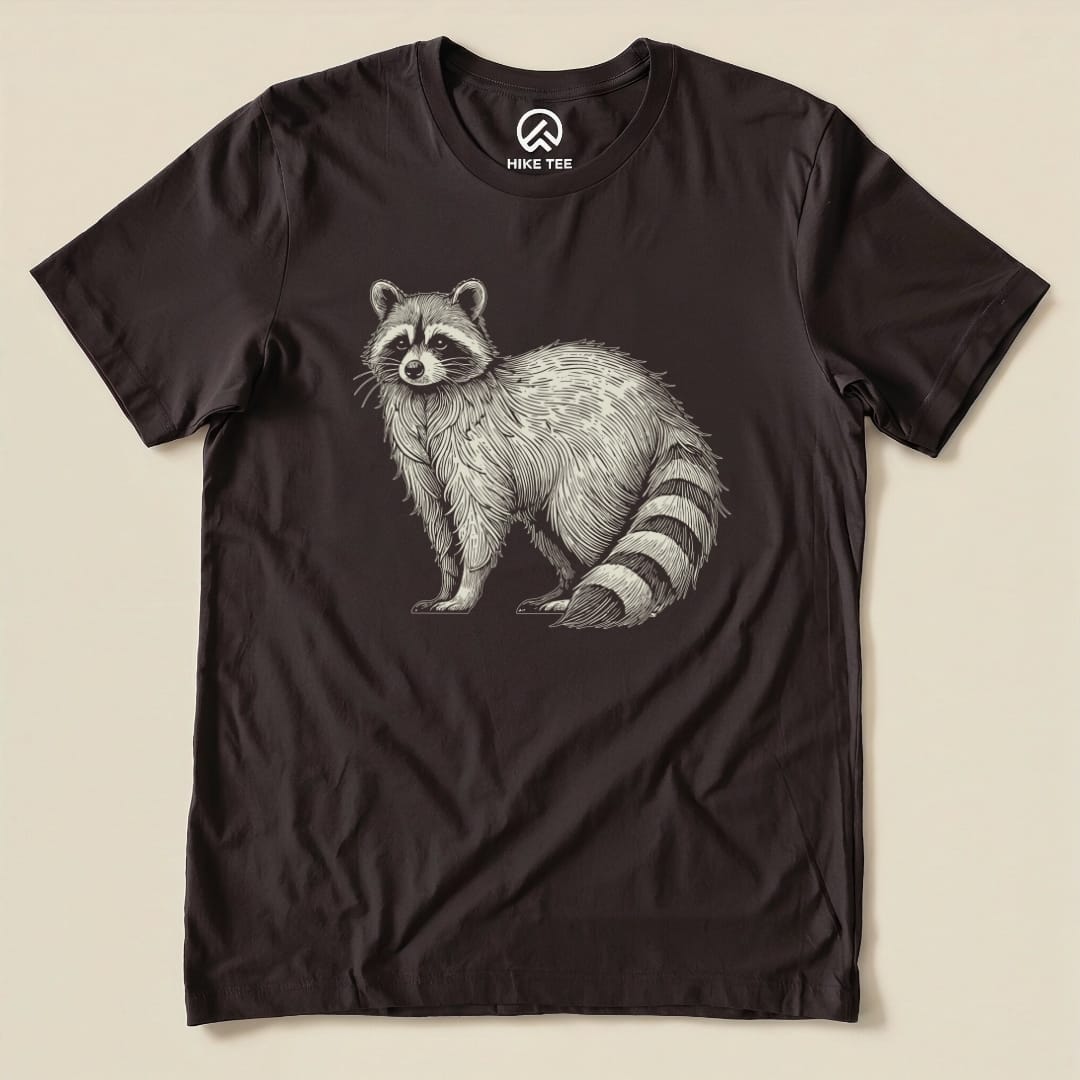Hike Tee T-Shirt Brown / S Raccoon Is Watching You Shirt