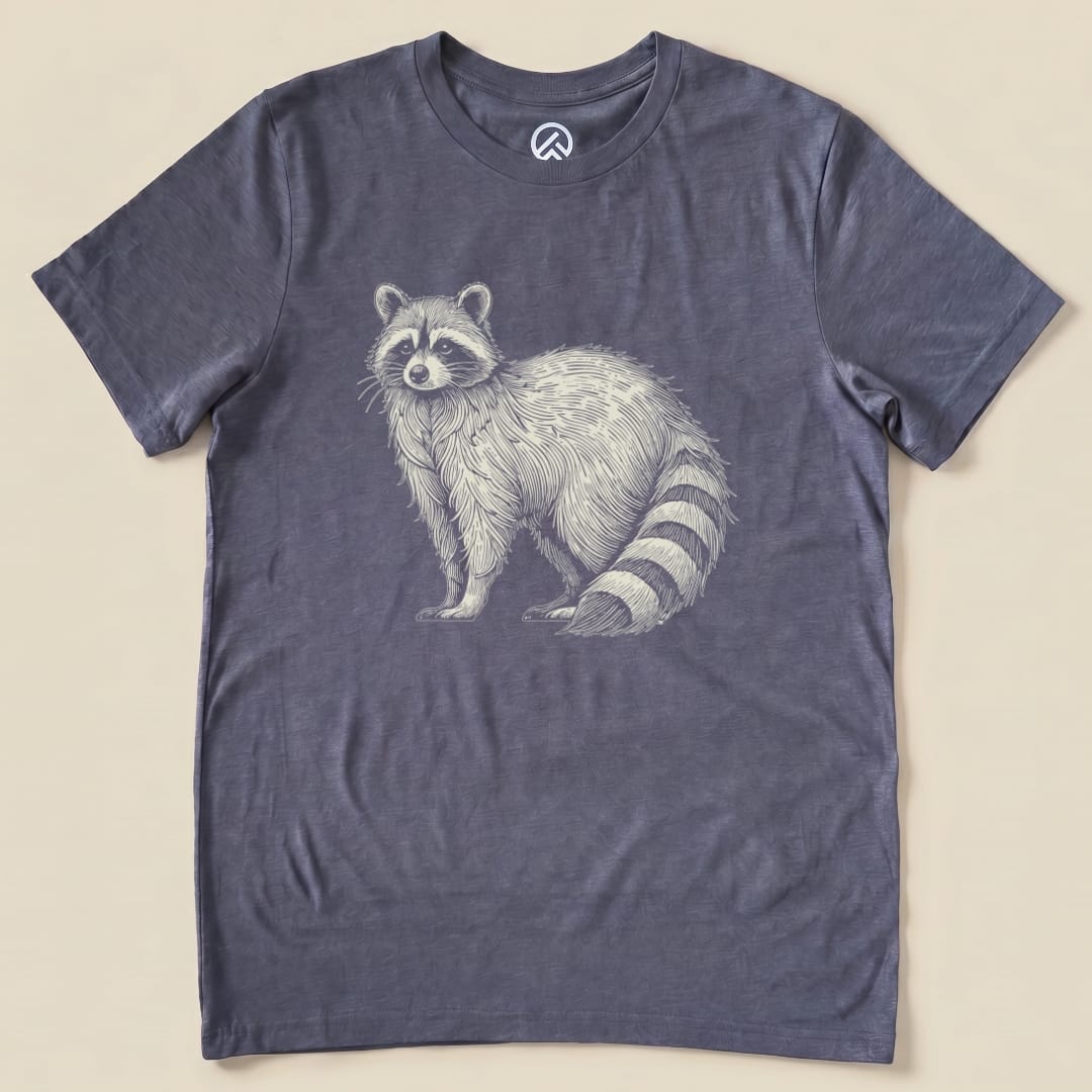 Hike Tee T-Shirt Heather Navy / S Raccoon Is Watching You Shirt