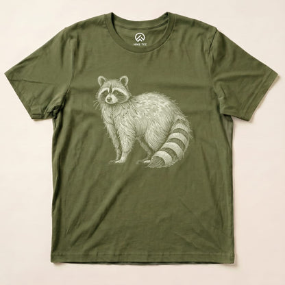 Hike Tee T-Shirt Military Green / S Raccoon Is Watching You Shirt