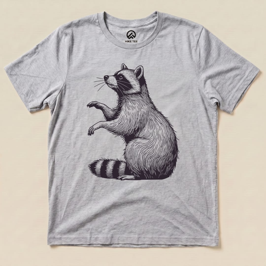Raccoon Monochrome Shirt Hike Tee T-Shirt Athletic Heather / S