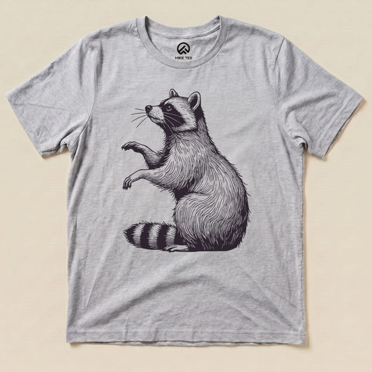 Raccoon Monochrome Shirt Hike Tee T-Shirt Athletic Heather / S