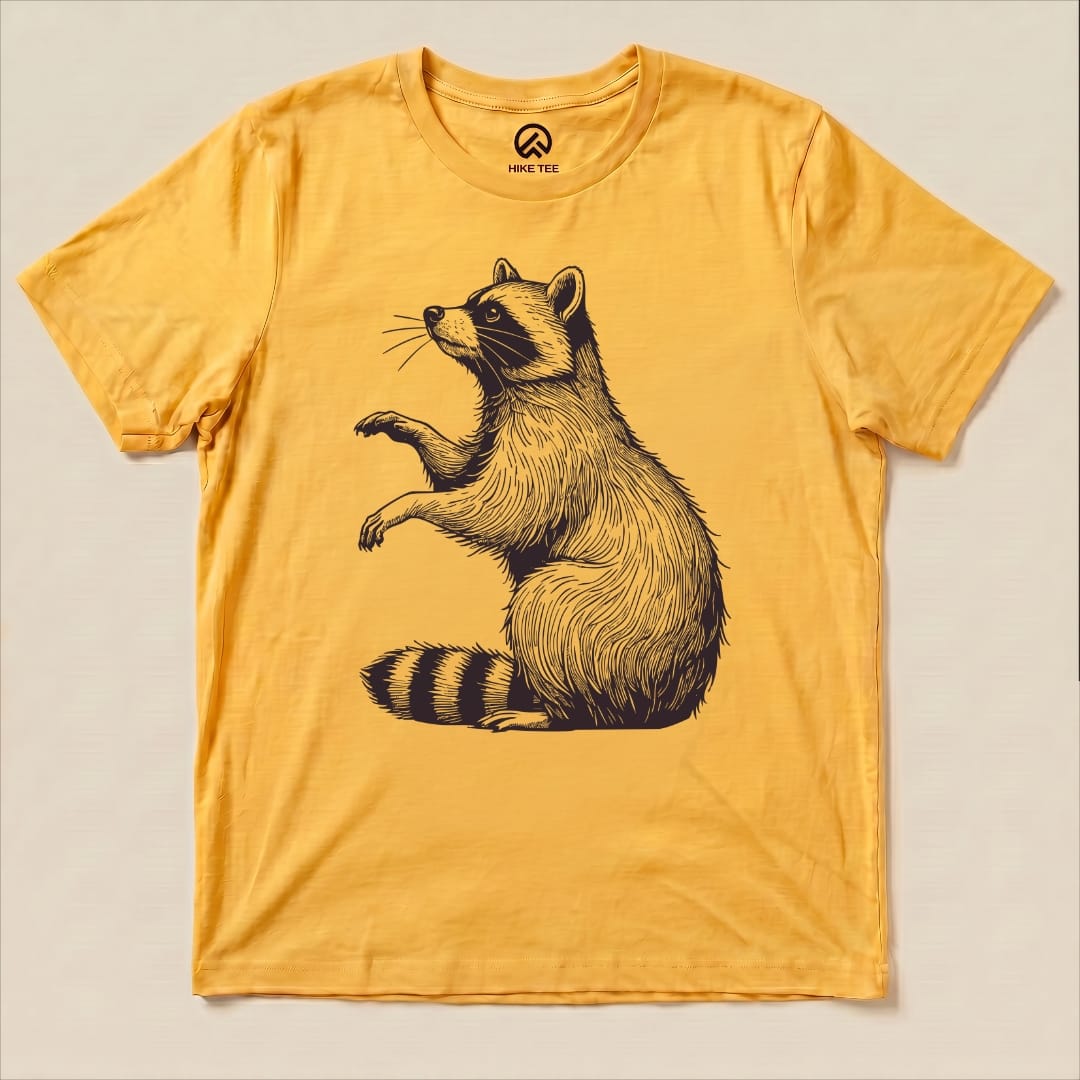 Raccoon Monochrome Shirt Hike Tee T-Shirt Gold / S