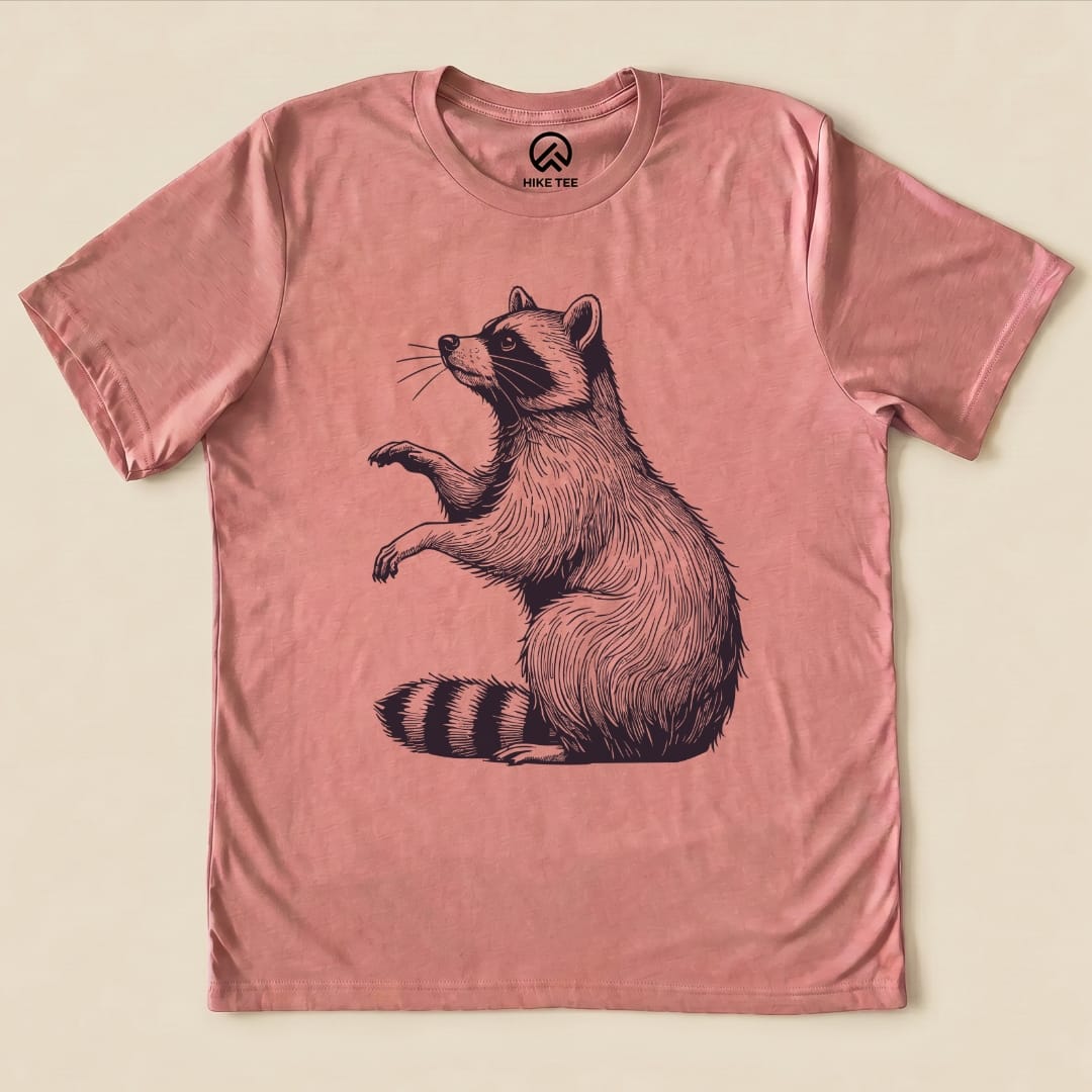 Raccoon Monochrome Shirt Hike Tee T-Shirt Heather Mauve / S