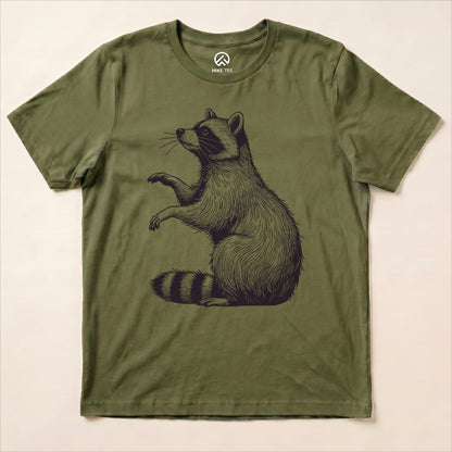Raccoon Monochrome Shirt Hike Tee T-Shirt Military Green / S